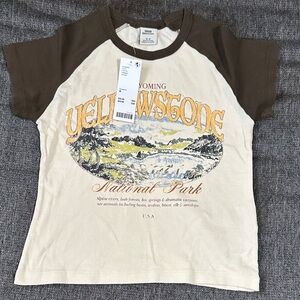 Brown and Cream Kids Yellowstone National Park T-Shirt